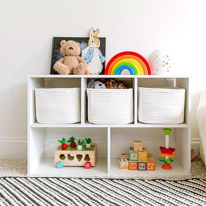 NaturalCozy Storage Cubes 9”x9”x7”Cotton Rope Woven Baskets for Organizing 3-Pack | 9 Inch Cube Storage Bin | Small Basket for Shelf Nursery, Pantry, Decorative Plant, Bathroom Closet, Toy Gift