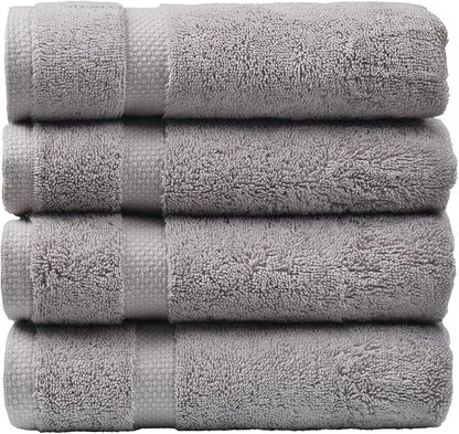 SOFE H&L | Olea Luxury Turkish Cotton Hand Towels Set of 4 Cool Gray | Premium, Soft, Durable, Absorbent | Hotel Quality Plush Towels and Thick Towel Sets