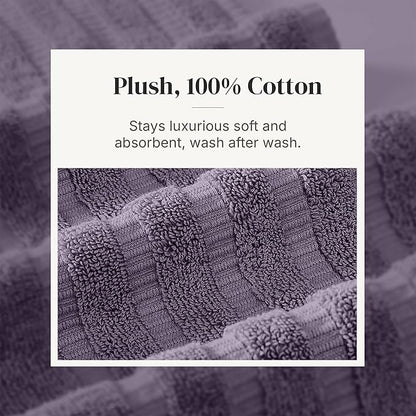 Modern Threads Organic Vines 6-Piece 100% Cotton Towel Set – Yarn Dyed Jacquard & Solid – Includes 2 Bath Towels, 2 Hand Towels, 2 Washcloths – Absorbent, Quick Dry, Soft & Durable – Lavender