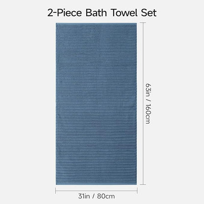 REDKISS 2 Pack Large Bath Towels 31×63 inches, 100% Cotton, Super Soft and Absorbent, Quick-Dry Towels, Perfect for Bathroom,Plush Shower Towels-Blue