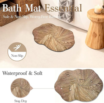 TimberFlow Medium-Small Bath Mat with Water-Absorbant Nano-Porous Diatom Surface, Pet-Friendly Quick-dry Non-slip Shower Rug with Portable Storage Bag, Machine Washable 4-Layer Design