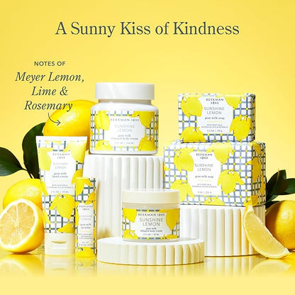 Beekman 1802 Goat Milk Body Soap Bar, Sunshine Lemon - Scented - 9 oz - Nourishes, Moisturizes & Hydrates - 100% Vegetable Soap with Lactic Acid - Good for Sensitive Skin - Cruelty Free