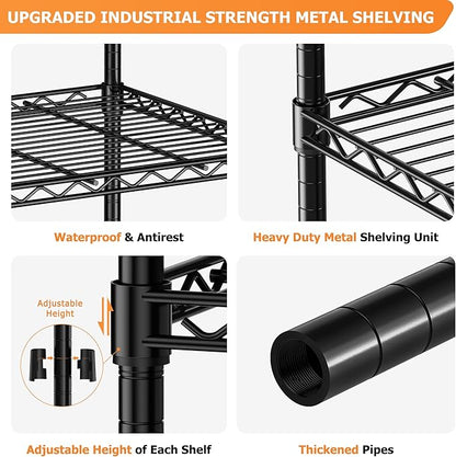 Storage Shelves Heavy Duty, 2 PCS 36" L x 14" W x 72" H Garage Wire Shelving Unit Loads 1750LBS, 5-Tier Adjustable Metal Industrial Utility Shelf Rack for Kitchen, Laundry Room, Warehouse, Basement