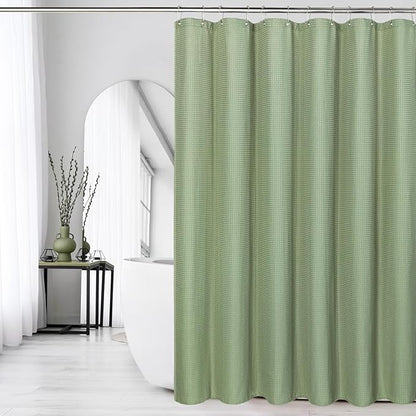 Gibelle Sage Green Shower Curtain, Waffle Weave Textured Fabric Shower Curtain for Bathroom - Soft Cloth & Hotel Spa Luxury, Water Repellent, Machine Washable, 72X72, Sage Green