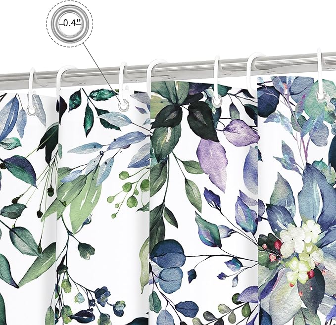 Gibelle Small Stall Shower Curtain 36 x 72, Narrow Green Eucalyptus Leaves Shower Curtain, Watercolor Floral Plant Bathroom Curtains Shower Set