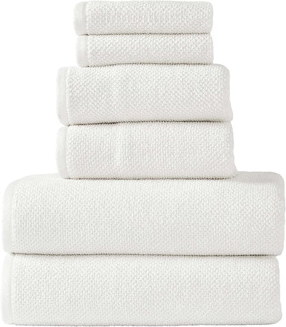6-Piece Towel Set, 680 GSM, 2 Bath Towels, 2 Hand Towels, 2 Wash Cloths,100% Cotton Premium Quality, Ultra Soft, Super Absorbent Popcorn Textured Weaved for Spa, Hotels & Bathroom-Ivory/Cream