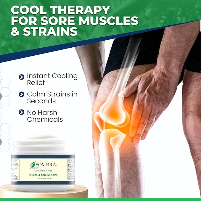 Sombra Warm & Cool Pain Relief Gel, Warm Relief for Arthritis and Chronic Pain Pre-Workout Muscle Rub, Cold for Swelling, Soreness, Post-Workout, Free of Artificial Fragrances, 2oz Per Jar