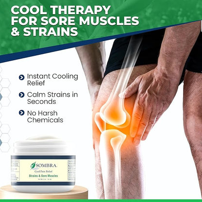 Sombra Warm & Cool Pain Relief Gel, Warm Relief for Arthritis and Chronic Pain Pre-Workout Muscle Rub, Cold for Swelling, Soreness, Post-Workout, Free of Artificial Fragrances, 2oz Per Jar