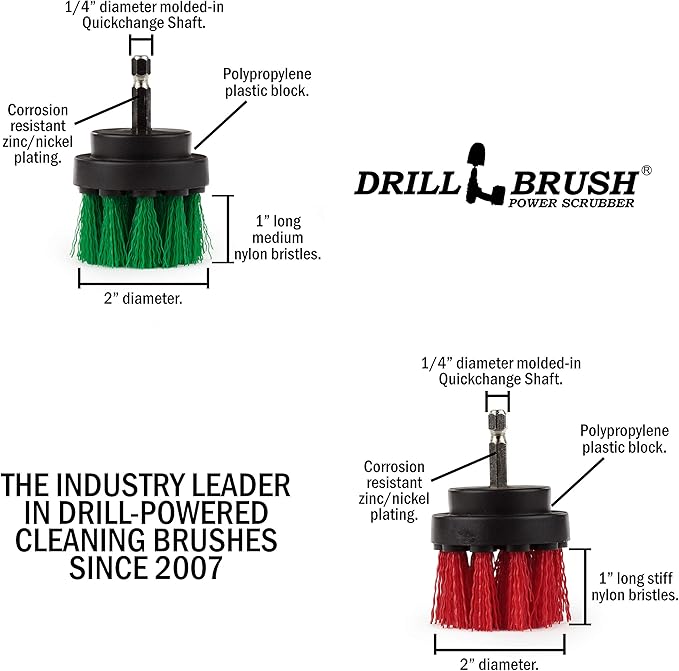 Kitchen Accessories - Pot Cleaner - Rice Cooker - Scrubber - Drill Brush - 2-inch Round Spin Brush Set - Grout Cleaner - Hard Water, Mineral, Calcium, Soap Scum - Rust Remover - Bird Bath - Cleaner
