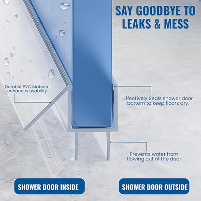 Frameless Shower Door Bottom Seal Strip for 3/8 in Glass- 95 in Length, Clear