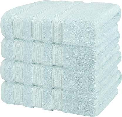 American Soft Linen Salem 100% Cotton Turkish 4 Piece Bath Towels for Bathroom, 600 GSM Soft Absorbent Quick Dry Bath Towel Set, Mint