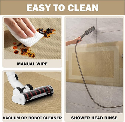 Non Slip Long Bath Mat Bathroom Runner, Rubber Backing Ultra Thin Bathroom Rugs Fit Under Door Quick Dry Super Absorbent Washable Bath Rug Shower Mat for Bathtub Sink Floor, Brown 24"x48"