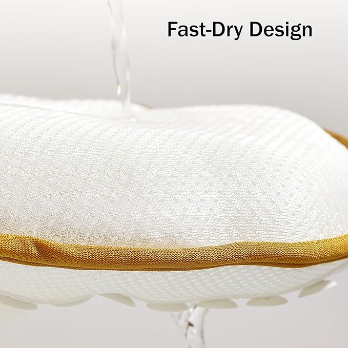 Bath Pillow PYRRHIC - Luxury Bathtub Pillow 5D Mesh with Neck & Back Support Non-Slip Suction Cups Fast Drying Soft Spa Pillow Relaxing Bath Accessories with Hook Laundry Bag White
