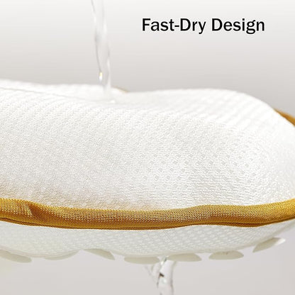 Bath Pillow PYRRHIC - Luxury Bathtub Pillow 5D Mesh with Neck & Back Support Non-Slip Suction Cups Fast Drying Soft Spa Pillow Relaxing Bath Accessories with Hook Laundry Bag White