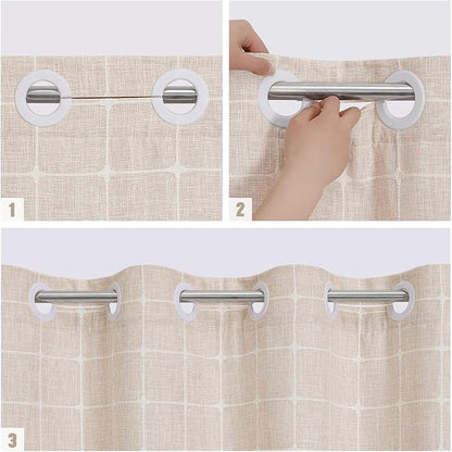 MitoVilla No Hooks Needed Boho Farmhouse Shower Curtain with Snap-in Liner, Cotton Linen Fabric Shower Curtains with Tassels for Rustic Neutral Bathroom Decor, Beige/Cream, 72 x 74