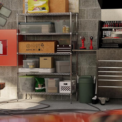 21" Deep x 48" Wide x 74" Height Wire Shelving Kit | 5-Tier | NSF Commercial Storage Rack Unit