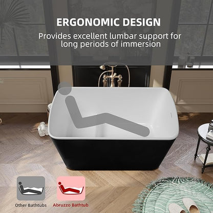 Abruzzo 49"Acrylic Free Standing Tub,Janpanese Soaking Tub with Seat Desgin,Modern Soaking Bathtub with cUPC Certified(Glossy Black)