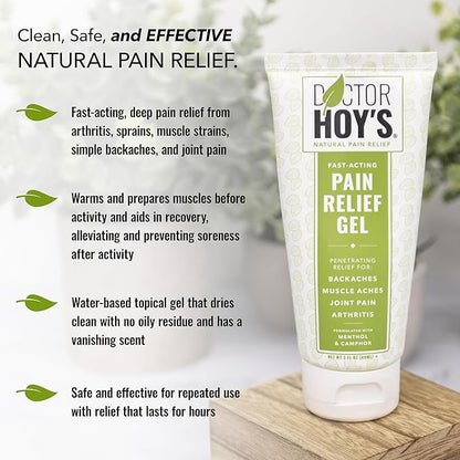 DOCTOR HOY'S Natural Pain Relief Gel, Topical Arnica Anti-Inflammatory Gel for Arthritis, Joint Pain, and Muscle Strains - Clean, Safe and Effective Pain Relief