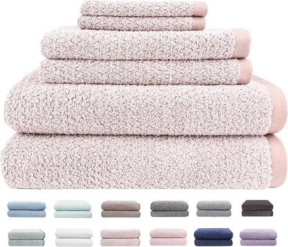 Everplush Diamond Jacquard 6 Pieces Bath Towel Set, Luxury Super Soft Oversized everplush Towels, Highly Absorbent everplush Diamond Jacquard Quick Dry Bath Towel for Bathroom Rose