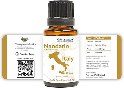 Pure Mandarin Essential Oils - Essential Oils for Diffusers Aromatherapy & Humidifiers (2LB)- Promotes Rest & Wellness | Natural Cold-Pressed