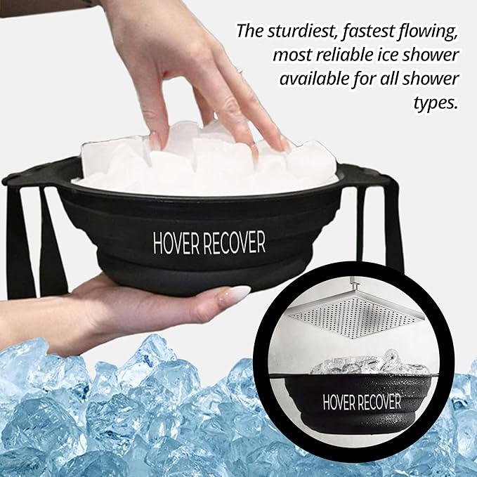 Ice Shower | Portable Cold Therapy Attachment for Any Shower | Ice Bath Recovery for Sore Muscles, Stress Relief, Camping, Hiking & Post-Workout Plunge | Home Cold Plunge Tub – Black