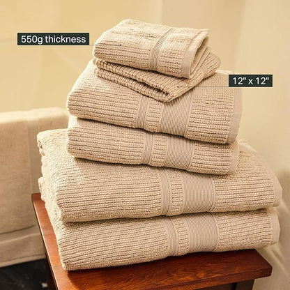 Preston Lane Douro Washcloth Set – 2 Pack Luxury Cotton Towels, Ultra Soft & Absorbent, Quick-Dry Spa-Quality Bathroom Towels, Made in Portugal, Clay