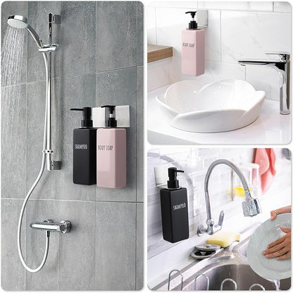 Segbeauty 3Pcs Adhesive Bottle Holder, Stainless Shampoo Bottle Holder, Dia 1.1in 2.8cm Drill-Free Shower Gel Dispenser Rack,Rustproof Shampoo and Conditioner Dispenser Wall Mount for Bathroom Sliver
