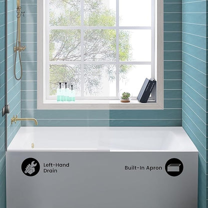 Swiss Madison Well Made Forever SM-AB543 Voltaire Alcove Tub with Armrest 60" x 32" in Glossy White