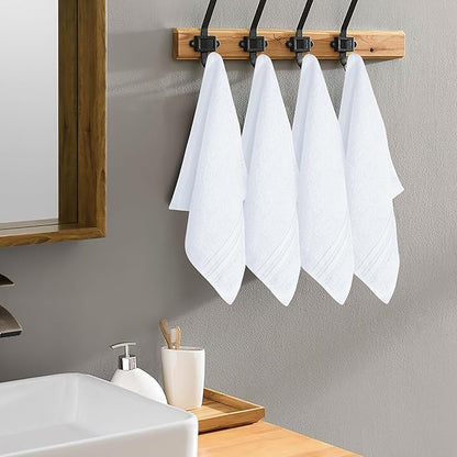 BOUTIQUO Ultra Soft Cotton Washcloths, Contains 12 Piece Face Cloths 12x12 inch, Ideal for Everyday use Face Towels, Compact & Lightweight Multi Purpose Washcloths - White