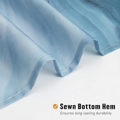 MitoVilla Blue Marble Extra Long Shower Curtain Set 72 x 84, Modern Ombre 84 inch XL Shower Curtains for Chic Bathroom Decor, Abstract Watercolor Fabric Shower Curtain