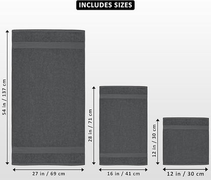 Utopia Towels 8 Piece Luxury Towel Set – Majestic Plush, Super Absorbent & Quicker-to-Dry, Thick 100% Ring Spun Cotton Towels for Bathroom, Spa & Hotel – 2 Bath, 2 Hand, 4 Washcloths, Grey