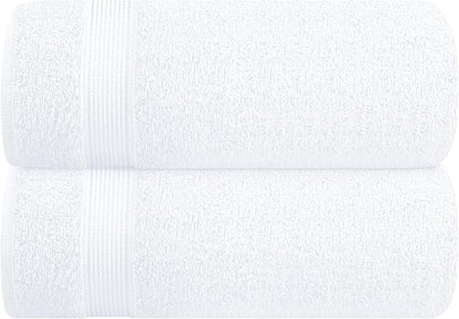 Belizzi Home Cotton 2 Pack Oversized Bath Sheet 35x70, Large Bath Sheet, Ultra Soft, Absorbent, Compact, Eco-Friendly, Recyclable, Quick Drying and Lightweight Towel - White