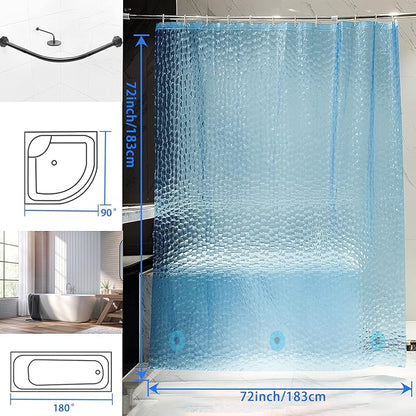 Bostofy Waterproof Shower Curtain Liner EVA Thick Shower Curtain with Heavy Duty 3 Bottom Magnets, Shower Liner for Shower Stall, Bathtubs, 3D Pebble Pattern, 72 x 72,12 Hooks