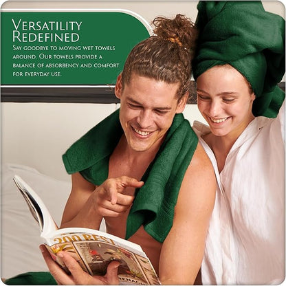 MAURA Basics Bath Towel Sets for Bathroom with Hanging Hook Loops. 2 Bath Towels, 2 Hand Towels, 2 Washcloths, Soft, Durable, Long Lasting and Absorbent Towels Set, Hunter Green