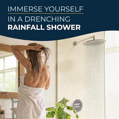HammerHead Showers® Solid Metal 12 Inch Rainfall Shower Head, Large Rain Shower Head, 2.5 GPM High Flow Shower Head Optimized for Pressure, Wall-Mounted or Ceiling Rain Shower Head, Chrome