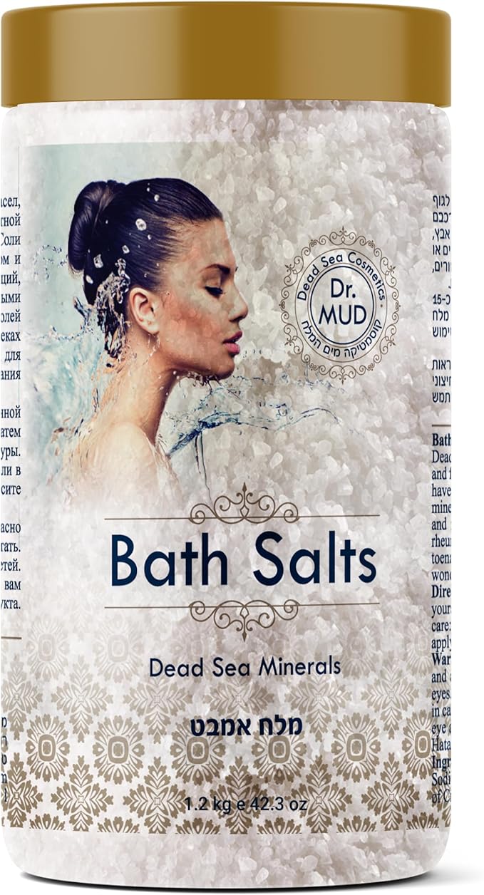 Natural Dead Sea Salt 100% Mineral-Rich Bath Soak, More Minerals Than Epsom Salt, Deep Relaxation, Detox, Exfoliates & Softens Skin, Helps Psoriasis, Eczema, Joint & Muscle (42.3 oz, Natural)