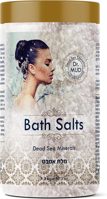 Natural Dead Sea Salt 100% Mineral-Rich Bath Soak, More Minerals Than Epsom Salt, Deep Relaxation, Detox, Exfoliates & Softens Skin, Helps Psoriasis, Eczema, Joint & Muscle (42.3 oz, Natural)