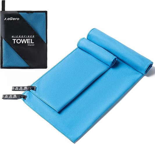 Camping Towel,2 Pack Microfiber Travel Sports Towel,Quick Dry - Super Absorbent - Ultra Compact -Ultra Soft - Lightweight.Suitable for Gym,Yoga,Trip,Beach, Shower, Backpacking,Pool(Blue)