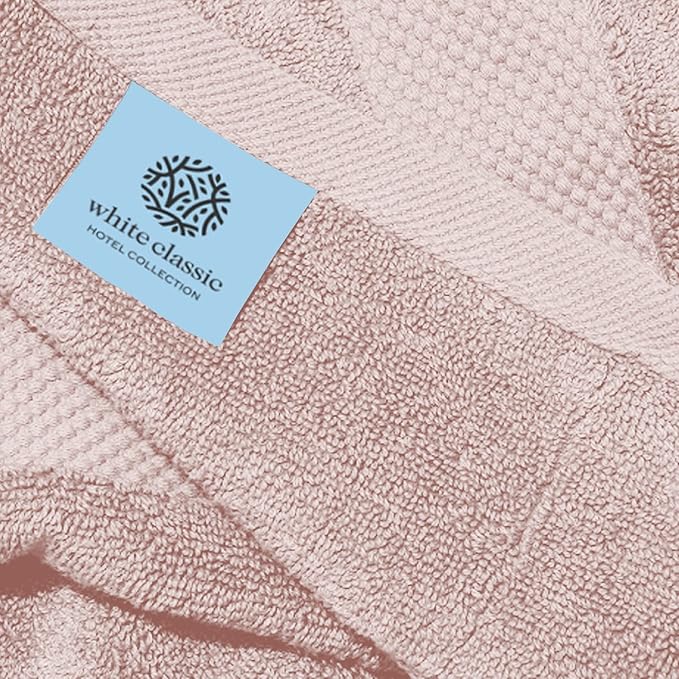 White Classic Luxury Pink Hand Towels - Soft 100% Turkish Cotton | Highly Absorbent Hotel spa Bathroom Towel Collection | 16x30 Inch | Set of 6