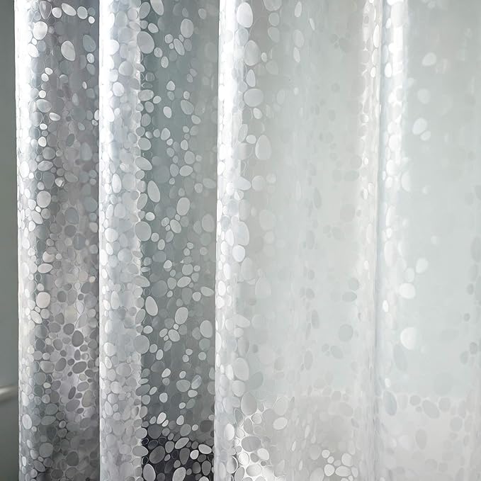 AooHome 36x72 Inch Stall Size Shower Curtain Liner, EVA Shower Curtain 3D Pebble Pattern with 3 Bottom Magnets, Heavy Duty, Water Repellent, Semi Transparent