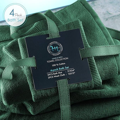 Hearth & Harbor Bath Mat Towels - 100% Ring Spun Cotton Luxury Towels - Ultra Soft & Highly Absorbent, Bathroom Towels, Floor Mat - Hunter Green