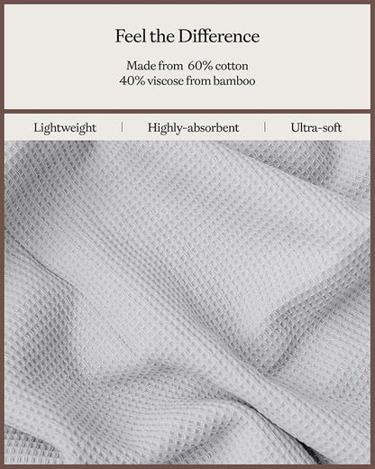 Cozy Earth Waffle Washcloths - 60% Cotton 40% Viscose from Bamboo Washcloths 13 x 13 Inches - Soft & Absorbent Terry, Reversible Mini Textured Waffle & Weave Pattern - 4 Pack