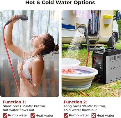 CAMPLUX Nano 3 Ultra, Constant Temperature Portable Propane Water Heater, Rechargeable Water Heater & Shower Pump, CSA Certified Safety, Propane Camping Shower, for RVs, Hiking, Fishing & Glamping