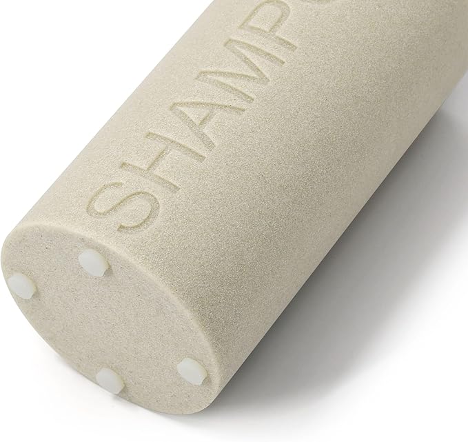 Resin Tan Sandstone Shampoo Engraved Bottle Refillable Pump Dispenser, Durable Waterproof Resin Construction for Bath, Shower - Tan Sandstone ORB Pump