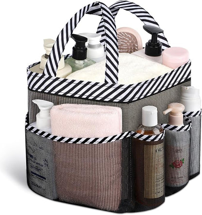 Attmu Mesh Shower Caddy Portable for College Dorm Room Essentials with 8 Pockets, Hanging Shower Caddy Dorm Basket, Quick Dry Shower Bag for Bathroom
