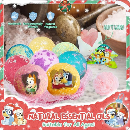 Bath Bombs Blue Heeler Puppy Bath Bombs with Surprise Inside, Bath Rich in Natural Essential Oils, BathBombs Gift Set for Dry Skin Moisturize, Gifts for Toddlers (8 Pcs)