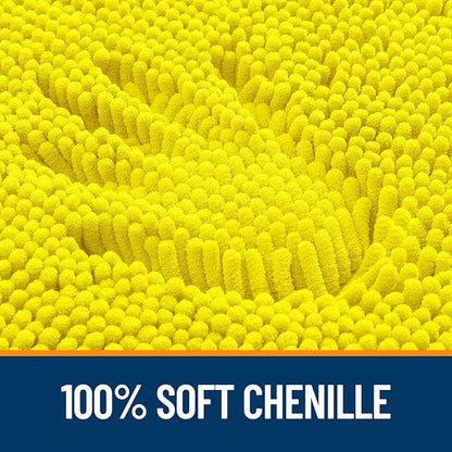 OLANLY Bathroom Rugs 44x24, Extra Soft Absorbent Chenille Bath Rugs, Rubber Backing Quick Dry, Machine Washable Bath Mats for Bathroom Floor, Tub and Shower, Home Decor Accessories, Lemon Yellow