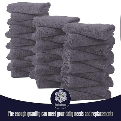 32 Pack Baby Washcloths - Luxury Coral Fleece - Extra Absorbent and Soft Wash Clothes for Newborns, Infants and Toddlers - Suitable for Sensitive Skin and New Born - Baby Shower - Grey, 10x10 Inch