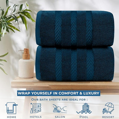 DAN RIVER 2 Pack Luxury Bath Sheets 35x70, 600 GSM, Soft & Quick Dry 100% Ring Spun Cotton Towels Ideal for Hotels, Spas, Gyms & Salons Extra Large, Opal Blue