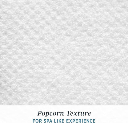 Welhome Franklin 100% Cotton Popcorn Textured Towel Set - 6 Piece 600 GSM, Soft & Plush, 2 Bath Towels, 2 Hand Towels, 2 Washcloths, White